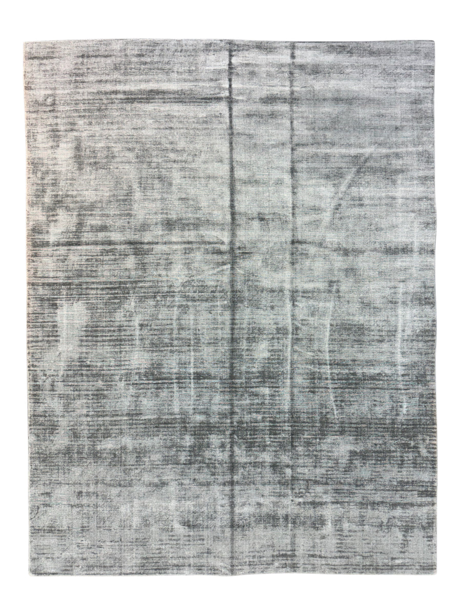 Silver Gray, Charcoal & Ivory Abstract Modern Area Rug – 9’2” x 12’0”