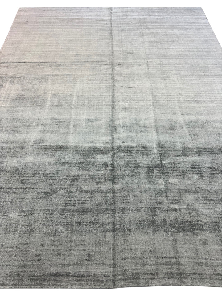 Silver Gray, Charcoal &amp; Ivory Abstract Modern Area Rug – 9’2” x 12’0”
