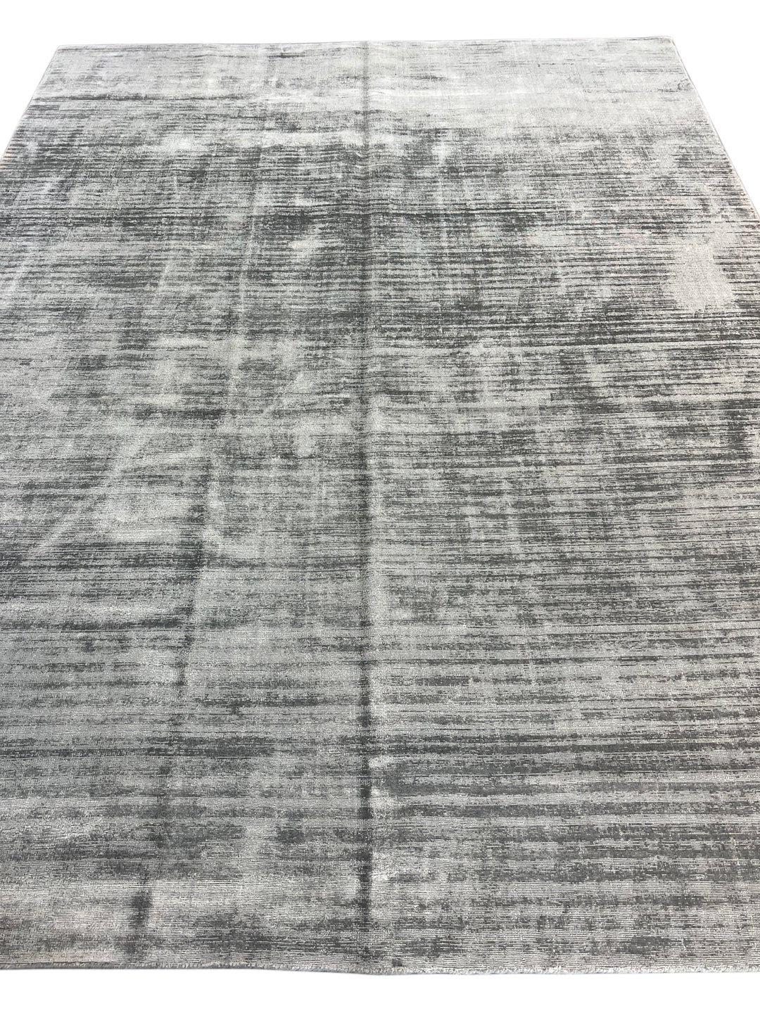 Silver Gray, Charcoal &amp; Ivory Abstract Modern Area Rug – 9’2” x 12’0”