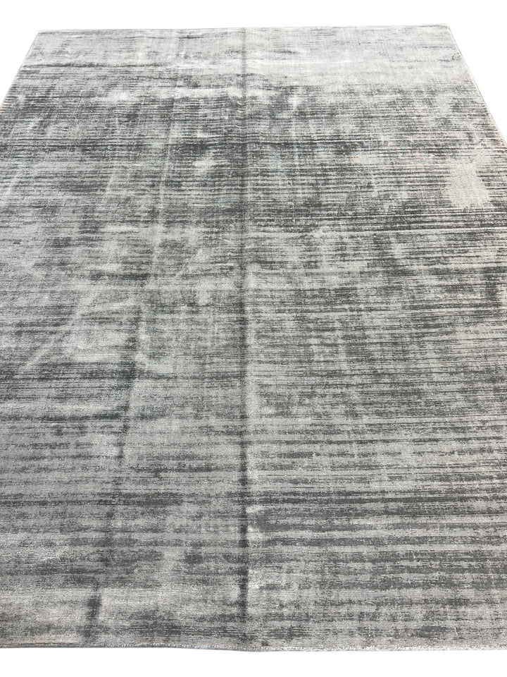Silver Gray, Charcoal &amp; Ivory Abstract Modern Area Rug – 9’2” x 12’0”