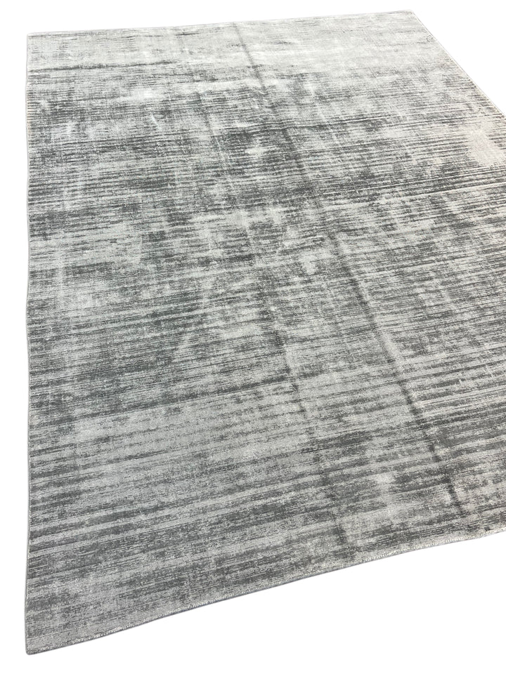 Silver Gray, Charcoal &amp; Ivory Abstract Modern Area Rug – 9’2” x 12’0”
