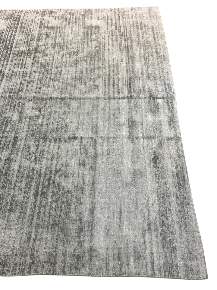 Silver Gray, Charcoal &amp; Ivory Abstract Modern Area Rug – 9’2” x 12’0”