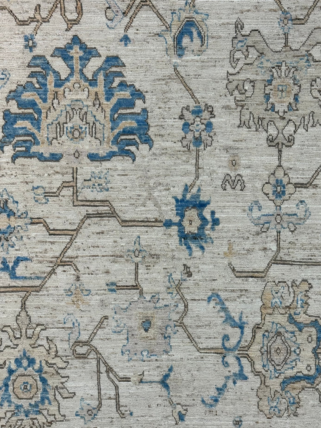 Ivory &amp; Blue Floral Oushak Style Area Rug – 8’0” x 10’0”