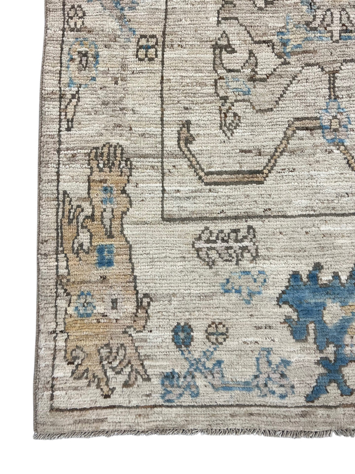 Ivory &amp; Blue Floral Oushak Style Area Rug – 8’0” x 10’0”