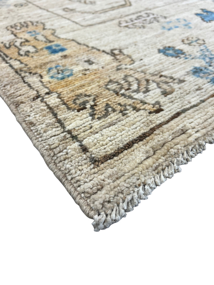 Ivory &amp; Blue Floral Oushak Style Area Rug – 8’0” x 10’0”