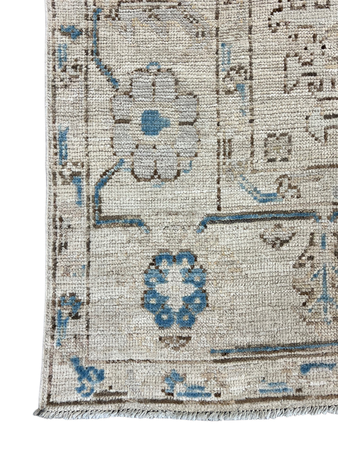 Ivory, Soft Gray &amp; Blue Floral Oushak Style Area Rug – 8’2” x 9’10”