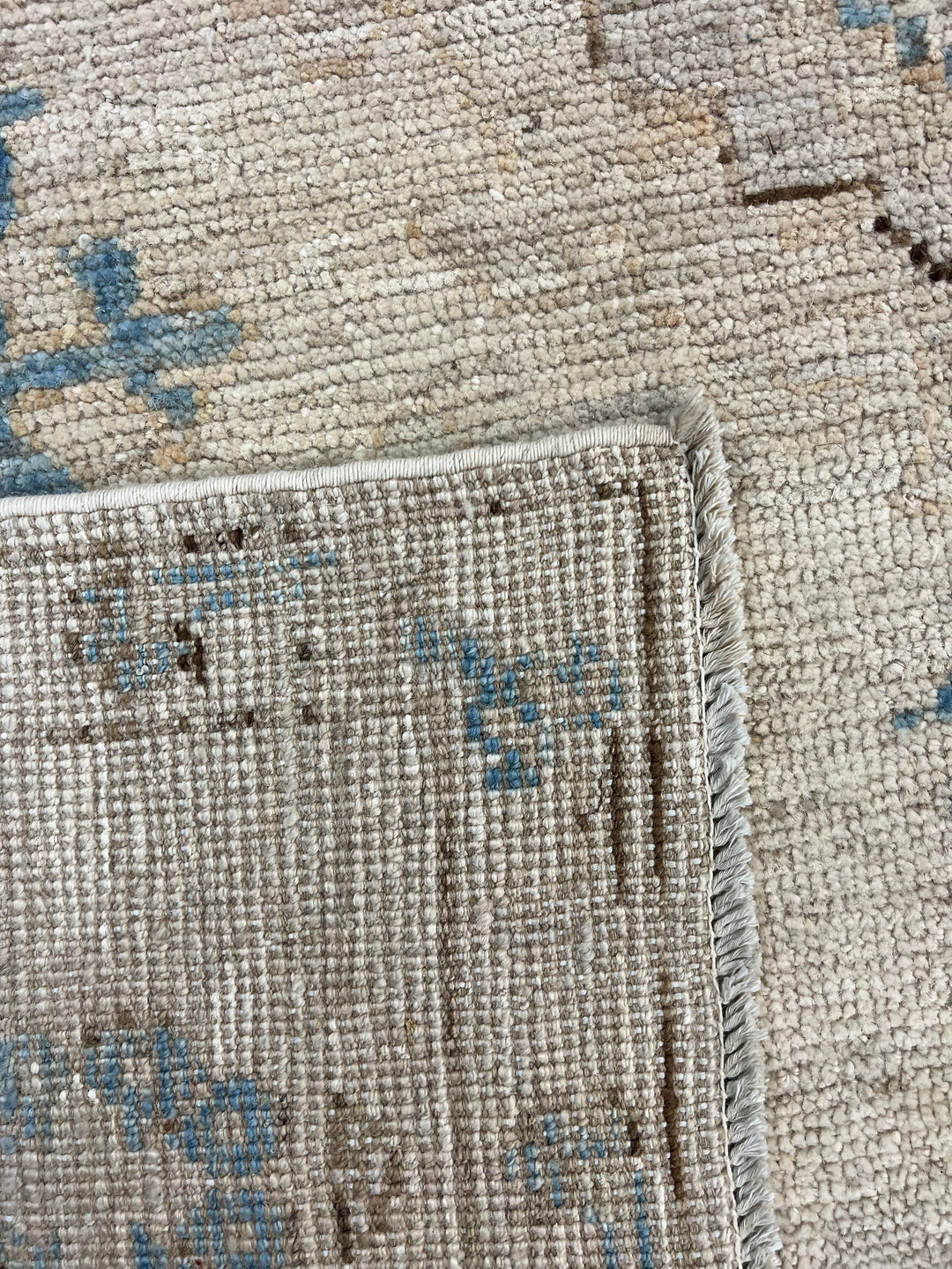 Ivory, Soft Gray &amp; Blue Floral Oushak Style Area Rug – 8’2” x 9’10”