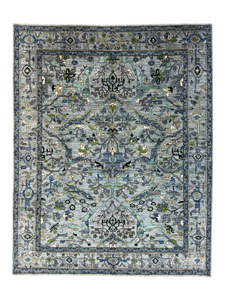 Blue, Gray &amp; Green Ornate Floral Area Rug – 8’3” x 10’3”