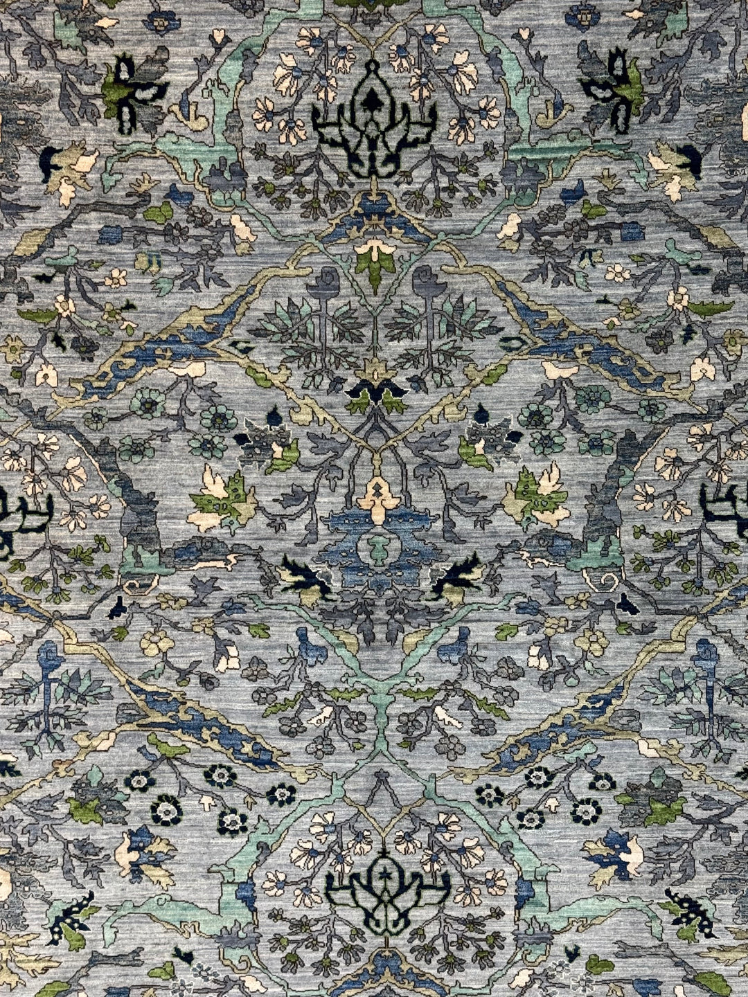 Blue, Gray &amp; Green Ornate Floral Area Rug – 8’3” x 10’3”