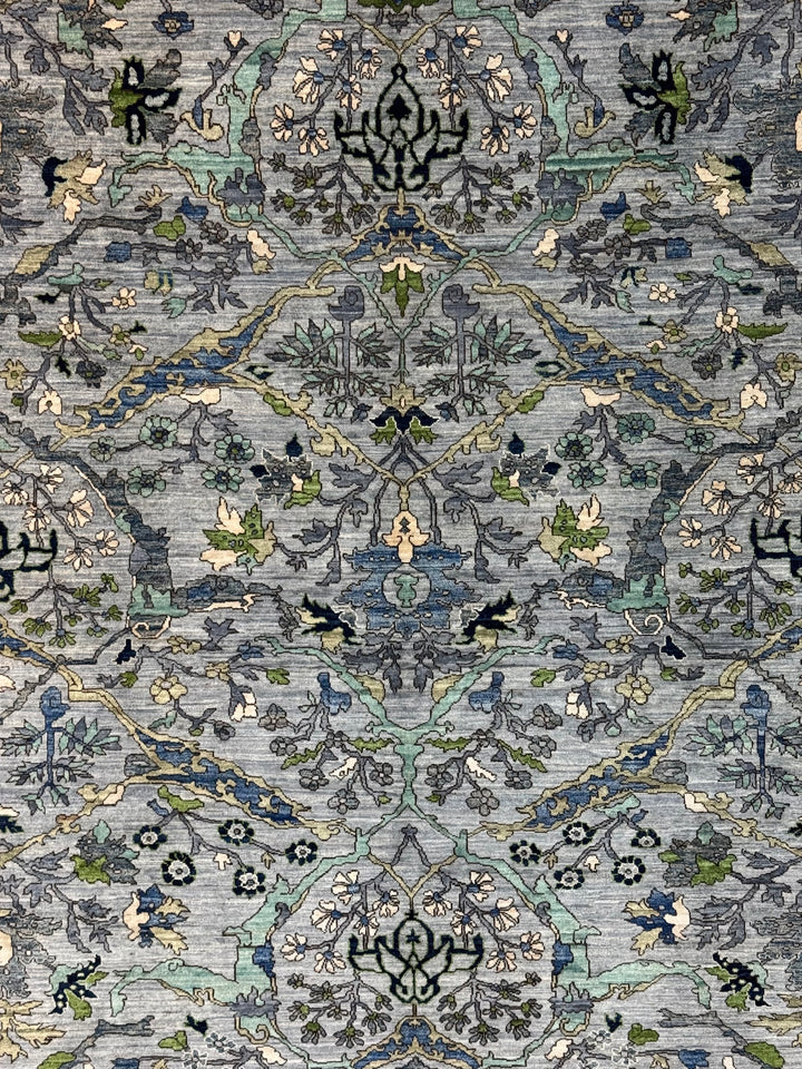 Blue, Gray &amp; Green Ornate Floral Area Rug – 8’3” x 10’3”