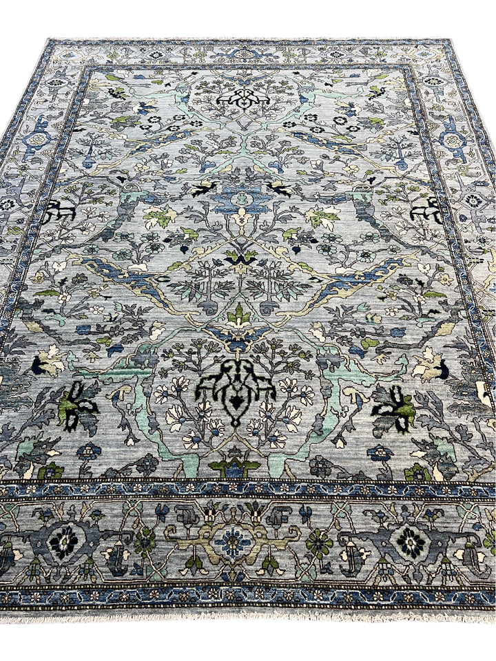 Blue, Gray &amp; Green Ornate Floral Area Rug – 8’3” x 10’3”