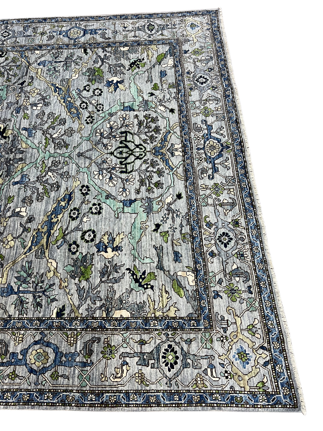 Blue, Gray &amp; Green Ornate Floral Area Rug – 8’3” x 10’3”