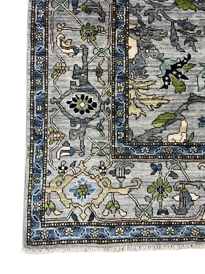 Blue, Gray &amp; Green Ornate Floral Area Rug – 8’3” x 10’3”
