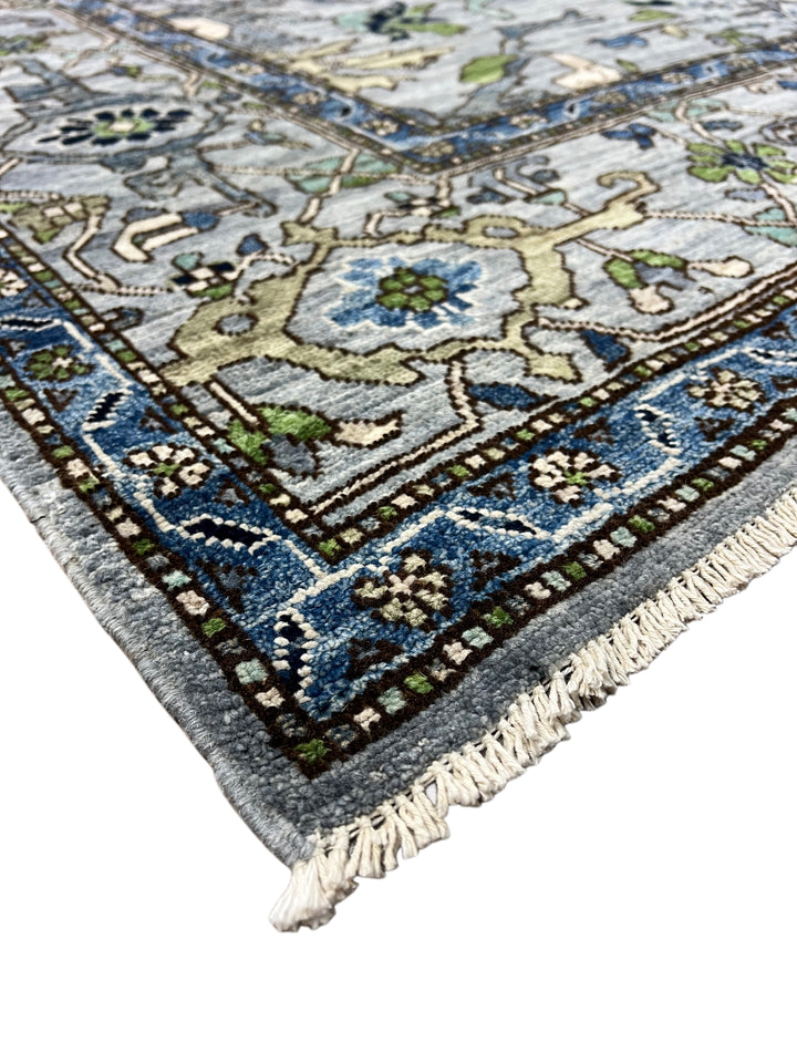 Blue, Gray &amp; Green Ornate Floral Area Rug – 8’3” x 10’3”