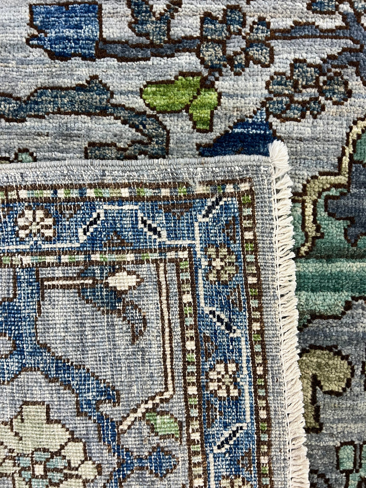 Blue, Gray &amp; Green Ornate Floral Area Rug – 8’3” x 10’3”
