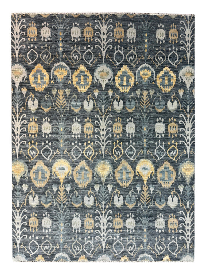 Charcoal Gray, Ivory &amp; Gold Geometric Area Rug – 9’0” x 12’2”
