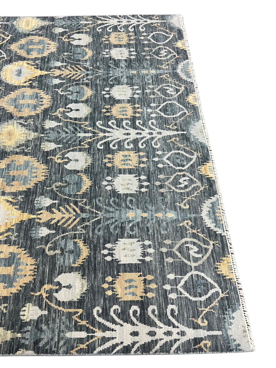 Charcoal Gray, Ivory &amp; Gold Geometric Area Rug – 9’0” x 12’2”