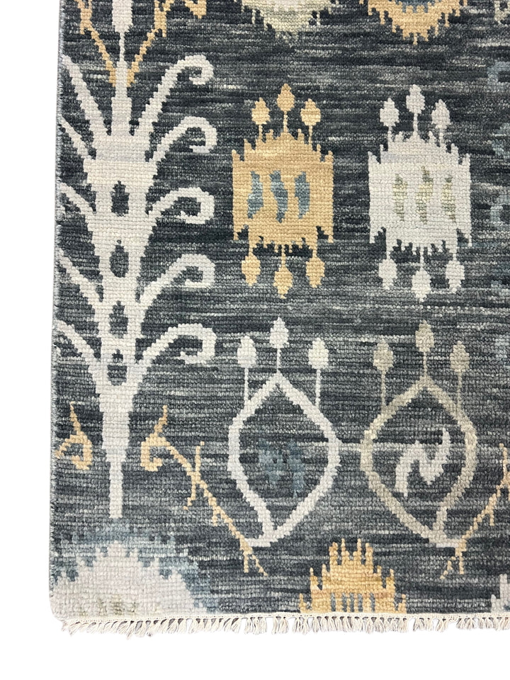 Charcoal Gray, Ivory &amp; Gold Geometric Area Rug – 9’0” x 12’2”