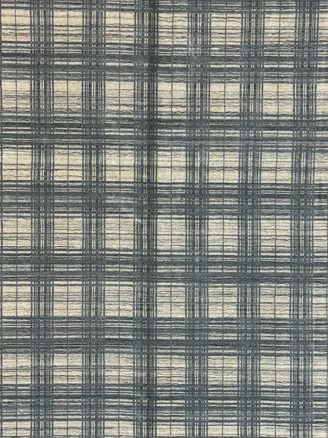 Ivory &amp; Charcoal Gray Plaid Grid Area Rug – 9’0” x 12’0”