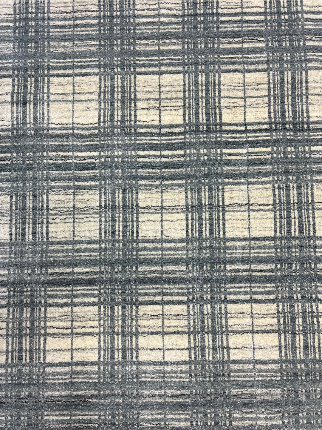 Ivory &amp; Charcoal Gray Plaid Grid Area Rug – 9’0” x 12’0”