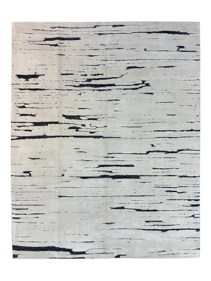 Ivory &amp; Black Abstract Modern Area Rug – 9’2” x 11’10”