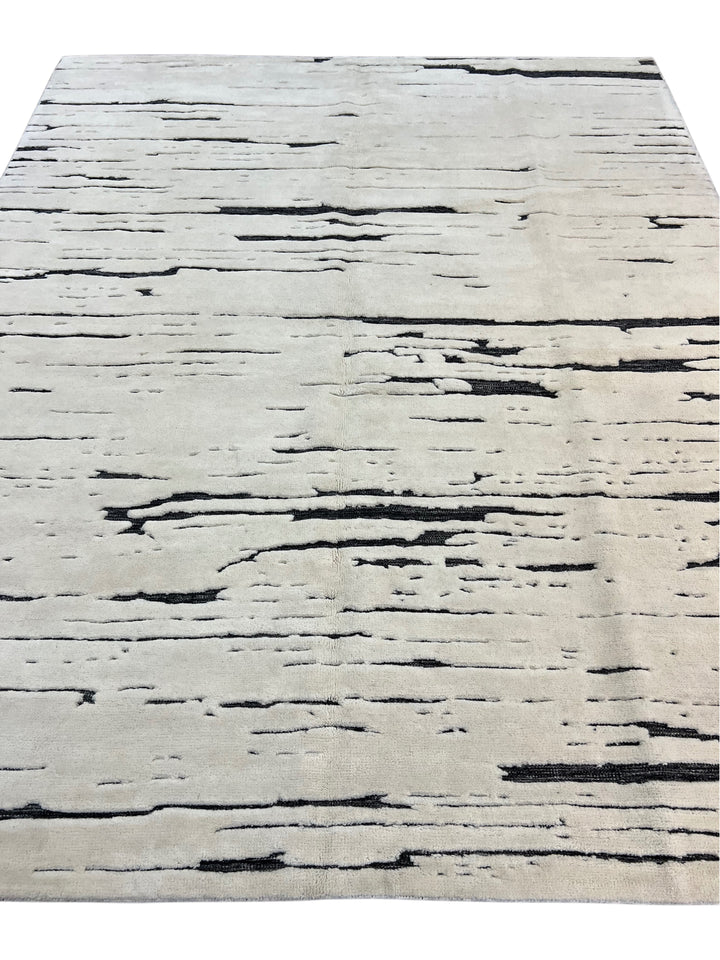 Ivory &amp; Black Abstract Modern Area Rug – 9’2” x 11’10”