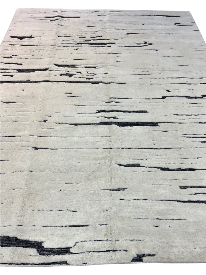 Ivory &amp; Black Abstract Modern Area Rug – 9’2” x 11’10”
