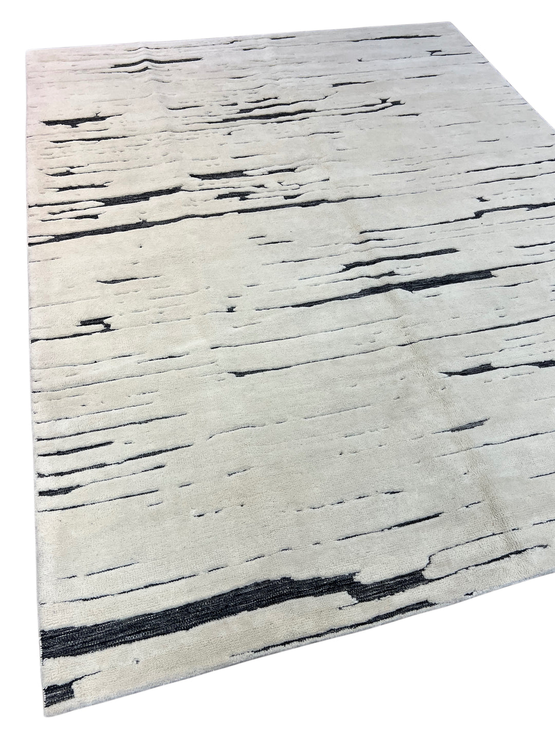 Ivory &amp; Black Abstract Modern Area Rug – 9’2” x 11’10”