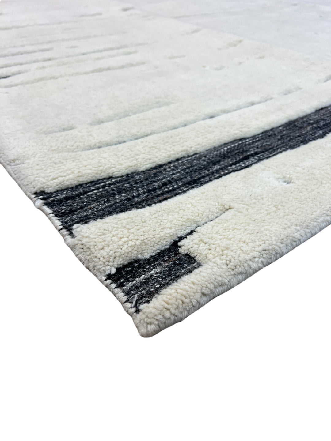 Ivory &amp; Black Abstract Modern Area Rug – 9’2” x 11’10”