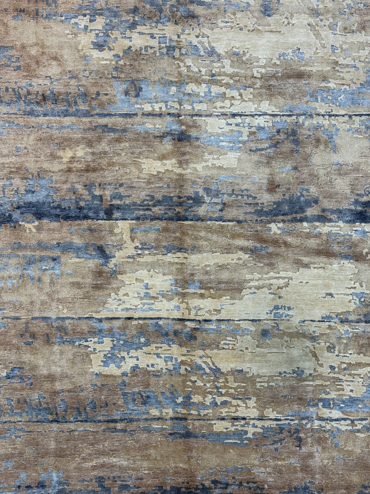 Dusty Purple, Taupe &amp; Beige Abstract Modern Area Rug – 9’0” x 12’1”