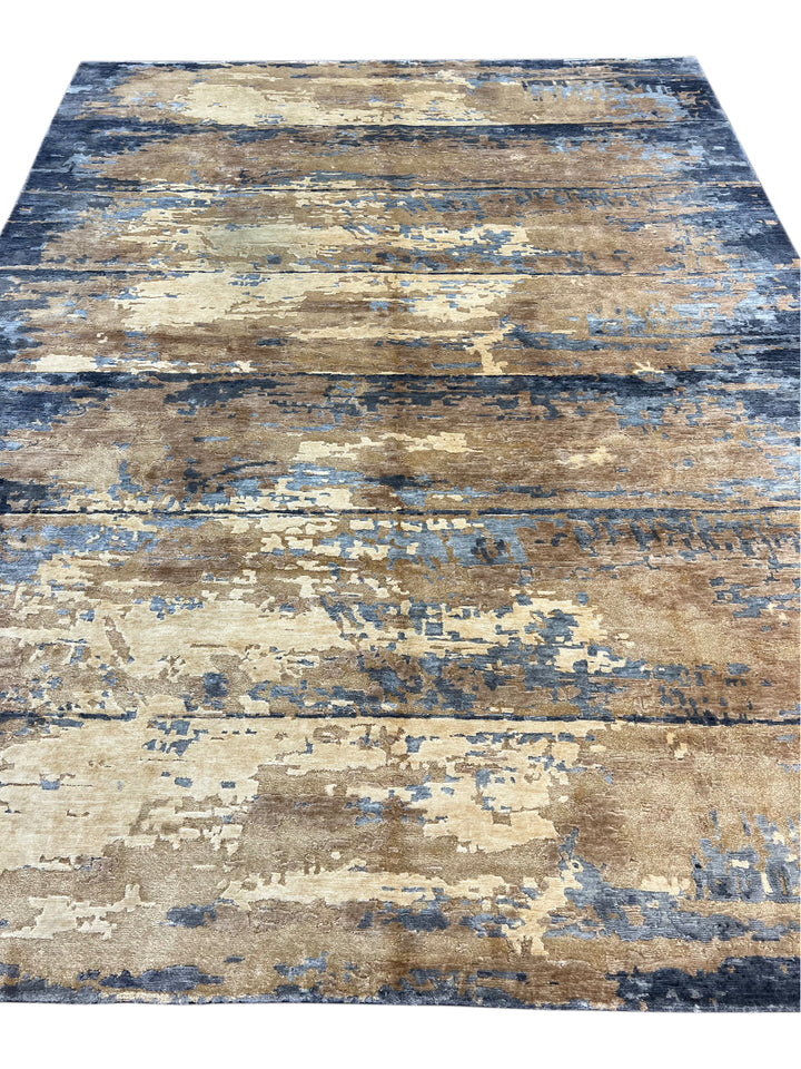 Dusty Purple, Taupe &amp; Beige Abstract Modern Area Rug – 9’0” x 12’1”