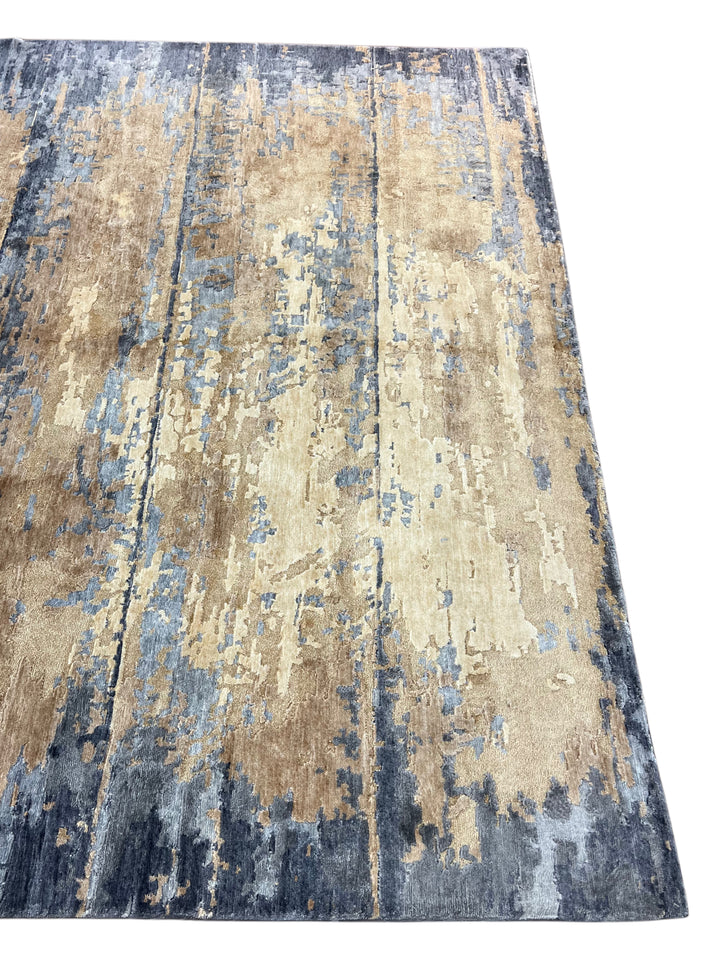 Dusty Purple, Taupe &amp; Beige Abstract Modern Area Rug – 9’0” x 12’1”