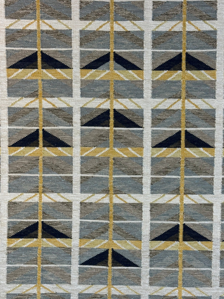 Gray, Taupe &amp; Gold Geometric Flatweave Wool Area Rug – 9’2” x 12’0”