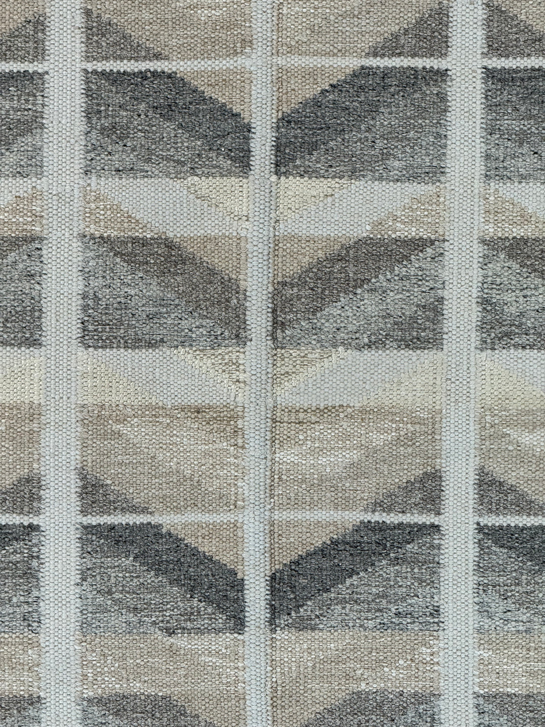 Charcoal Gray, Taupe &amp; Ivory Geometric Flatweave Wool Area Rug – 9’0” x 12’0”