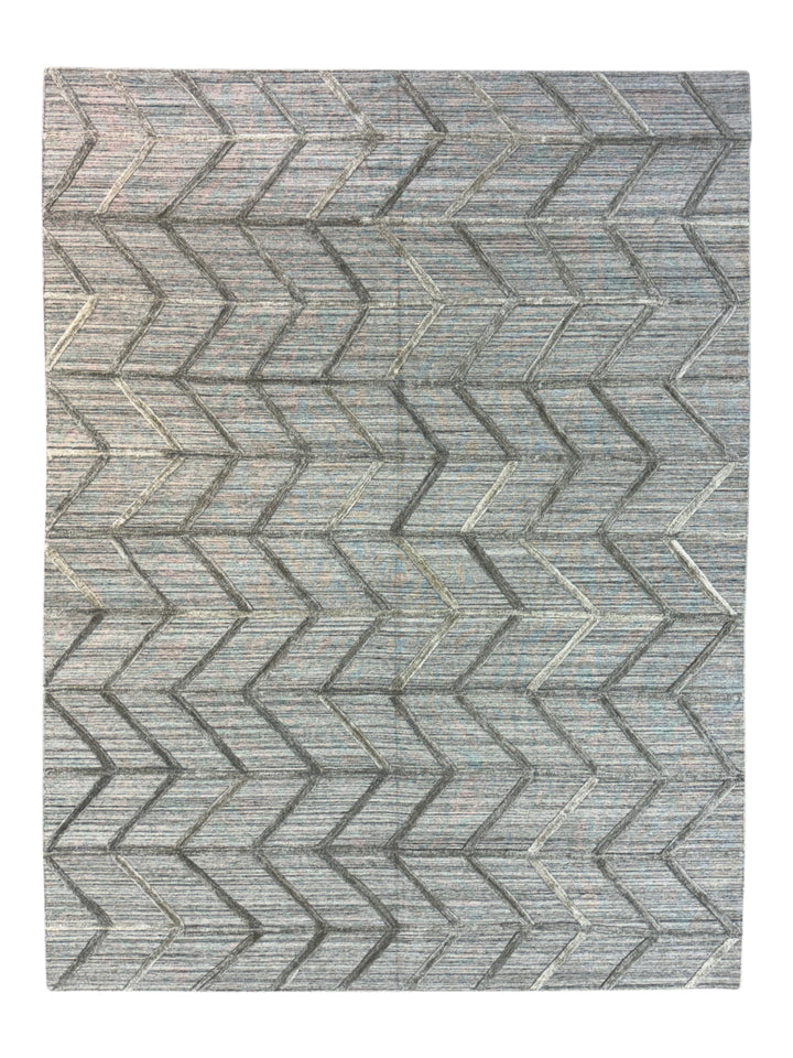 Gray, Charcoal &amp; Taupe Textured Chevron Area Rug – 9’0” x 11’10”