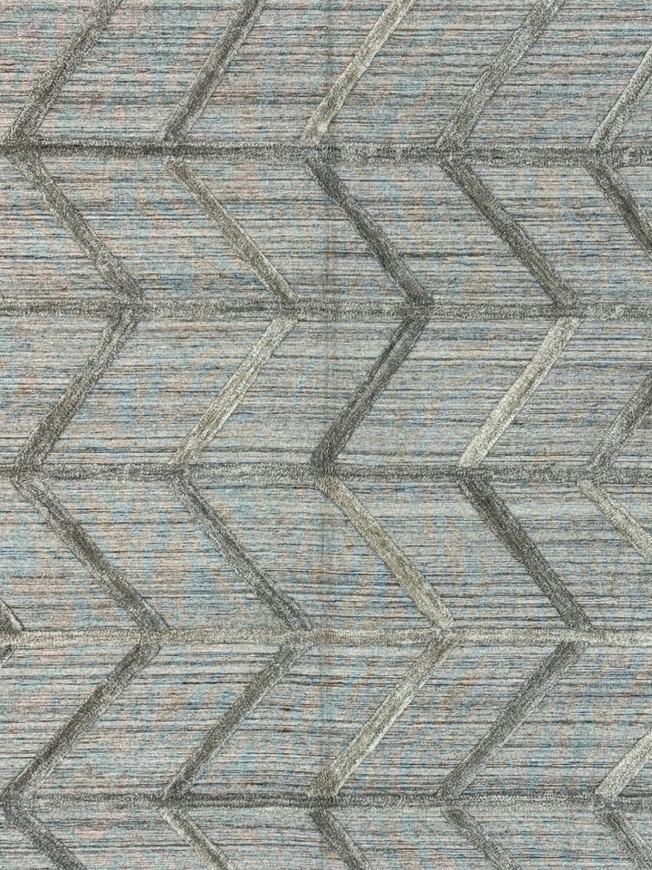 Gray, Charcoal &amp; Taupe Textured Chevron Area Rug – 9’0” x 11’10”