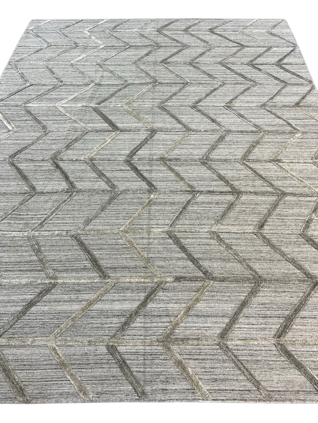 Gray, Charcoal &amp; Taupe Textured Chevron Area Rug – 9’0” x 11’10”
