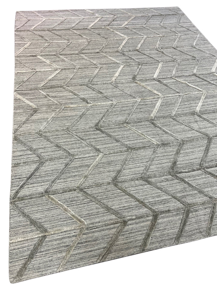 Gray, Charcoal &amp; Taupe Textured Chevron Area Rug – 9’0” x 11’10”