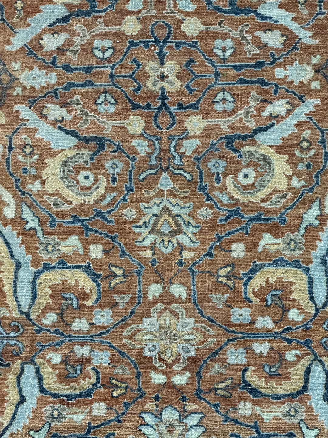 Rust, Navy &amp; Ivory Floral Traditional Area Rug – 8’11” x 11’11”