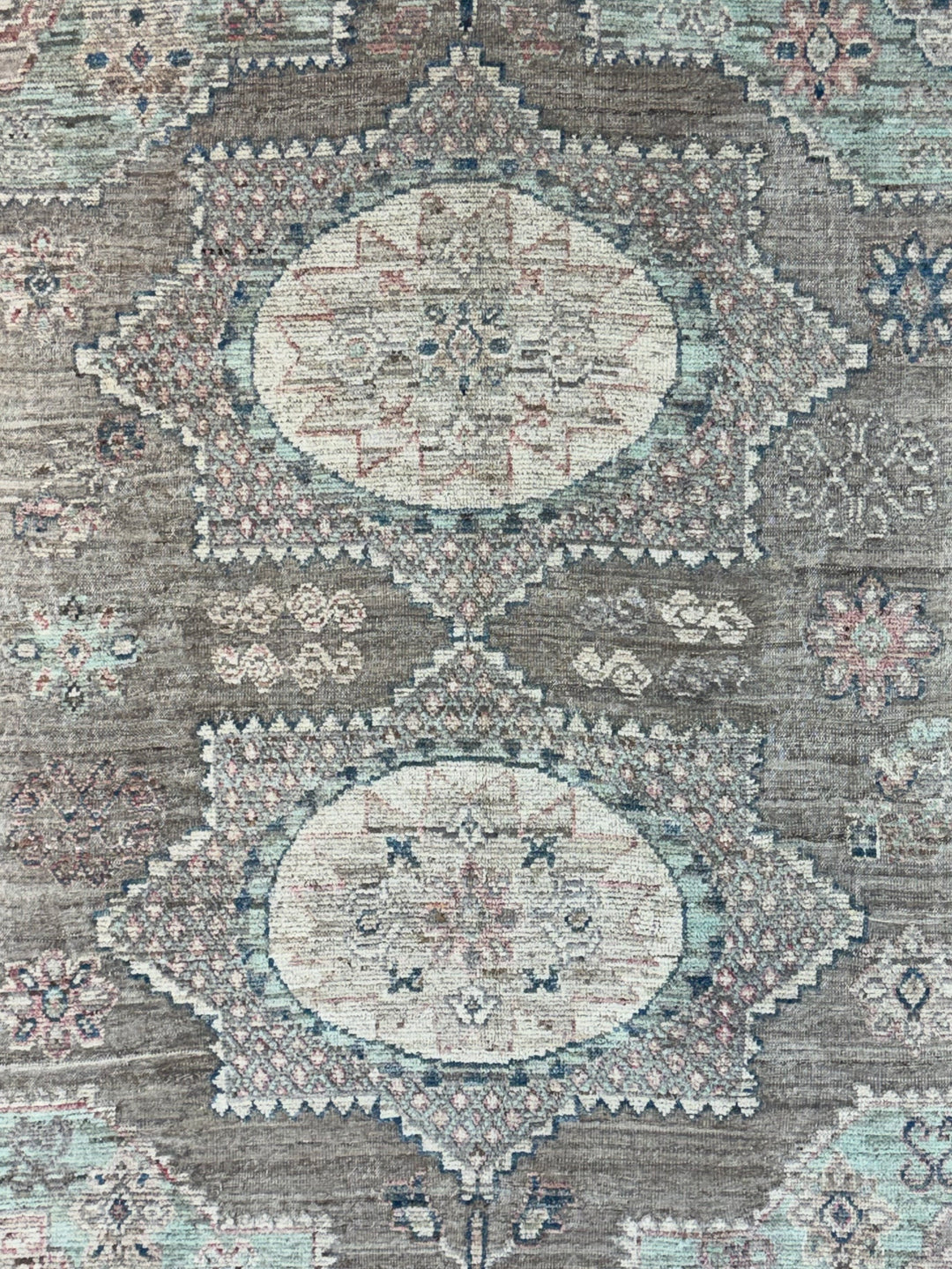 Taupe, Sage &amp; Ivory Oushak Style Area Rug – 9’3” x 11’9”