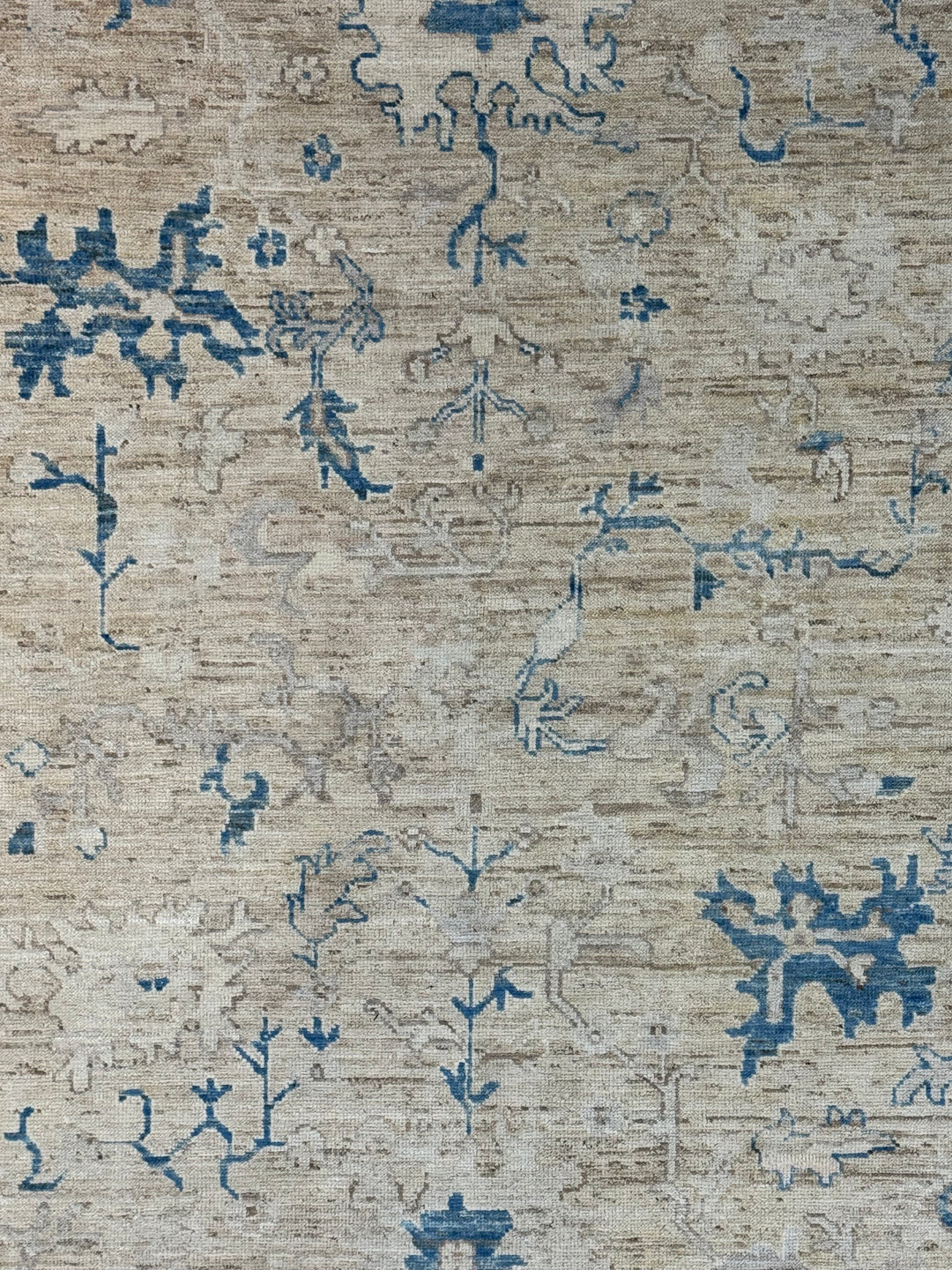 Ivory, Beige &amp; Dusty Blue Oushak Style Area Rug – 9’2” x 11’10”