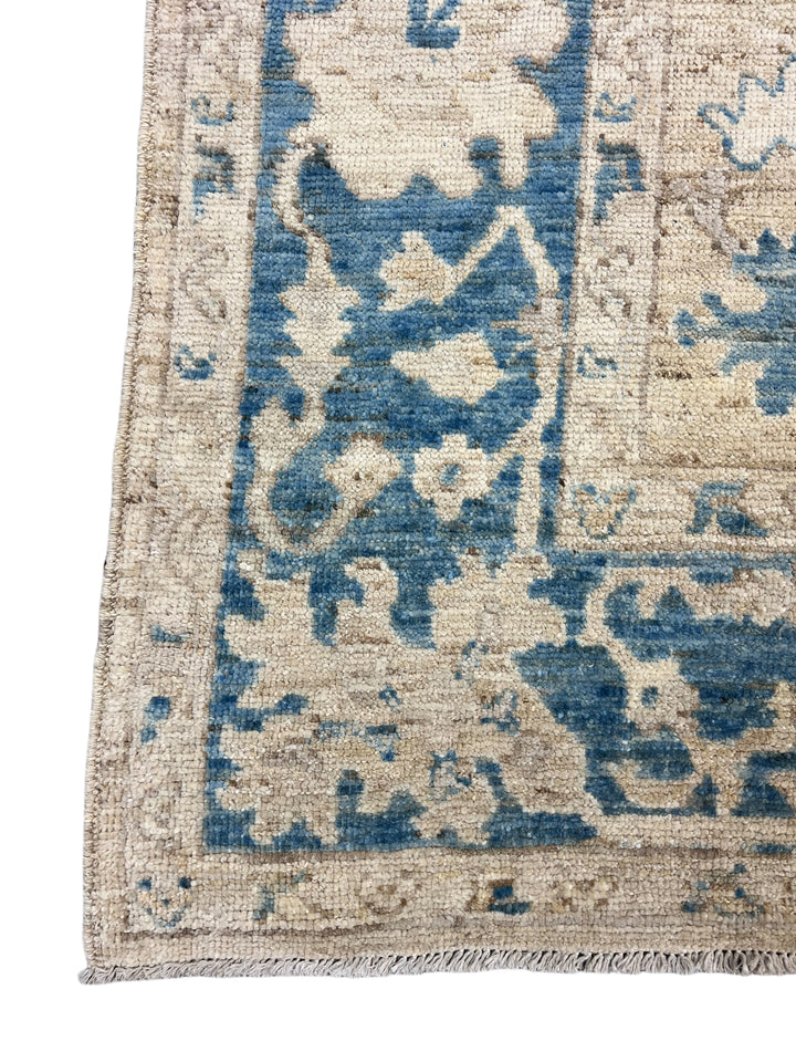 Ivory, Beige &amp; Dusty Blue Oushak Style Area Rug – 9’2” x 11’10”