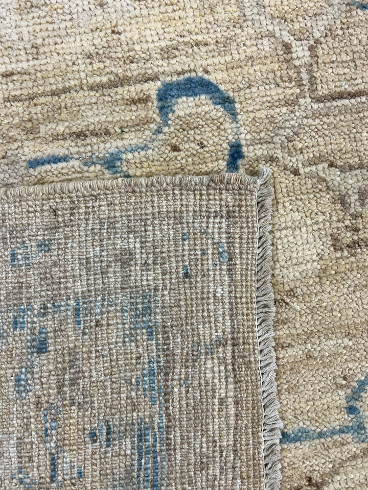 Ivory, Beige &amp; Dusty Blue Oushak Style Area Rug – 9’2” x 11’10”