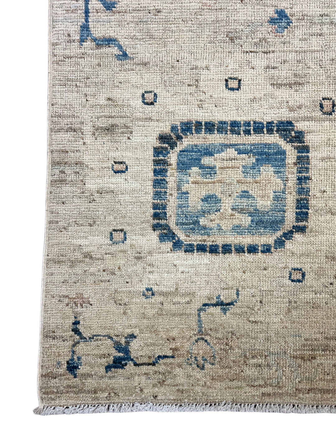 Ivory, Sand &amp; Denim Blue Oushak Style Area Rug – 9’6” x 11’8”