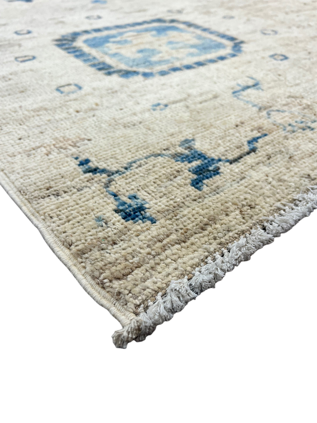 Ivory, Sand &amp; Denim Blue Oushak Style Area Rug – 9’6” x 11’8”