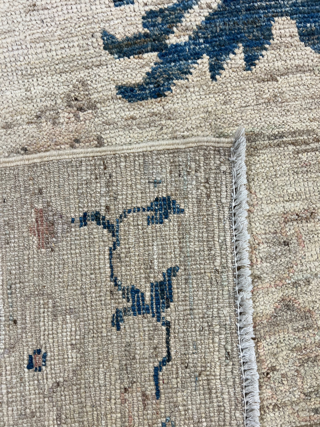 Ivory, Sand &amp; Denim Blue Oushak Style Area Rug – 9’6” x 11’8”