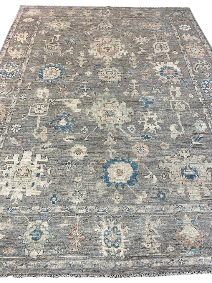 Ivory, Teal &amp; Blue Floral Area Rug – 9’4” x 12’2”