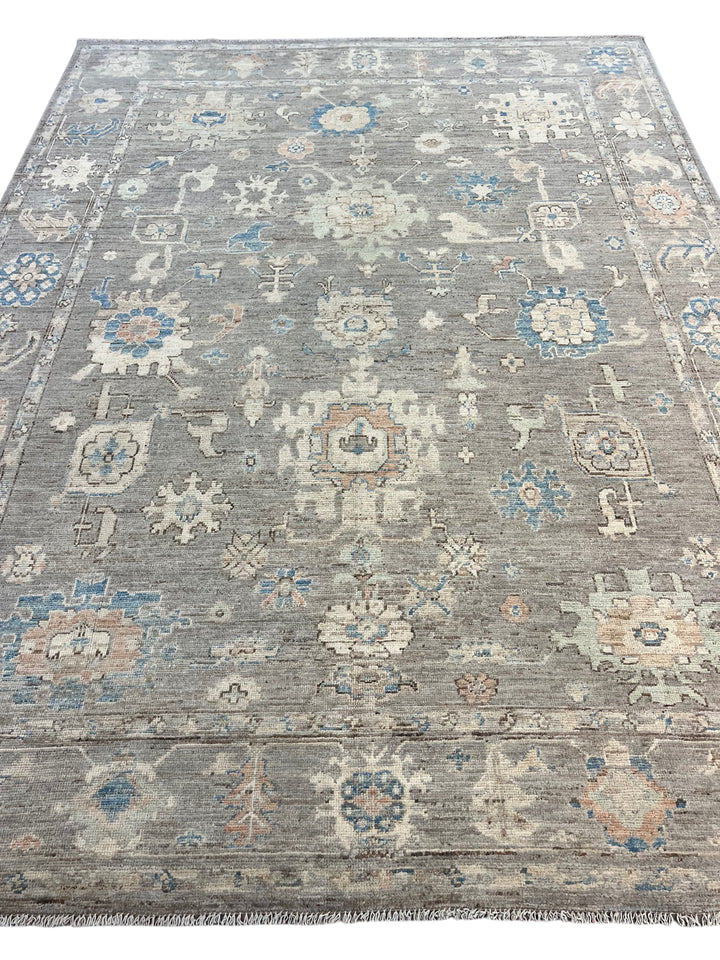 Ivory, Teal &amp; Blue Floral Area Rug – 9’4” x 12’2”