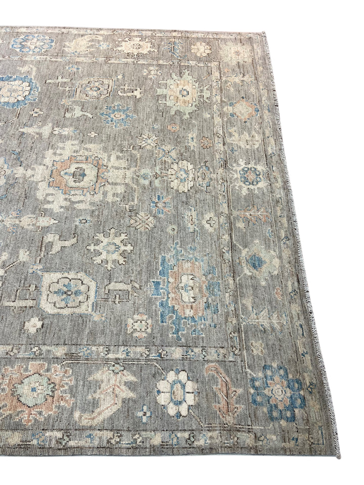 Ivory, Teal &amp; Blue Floral Area Rug – 9’4” x 12’2”