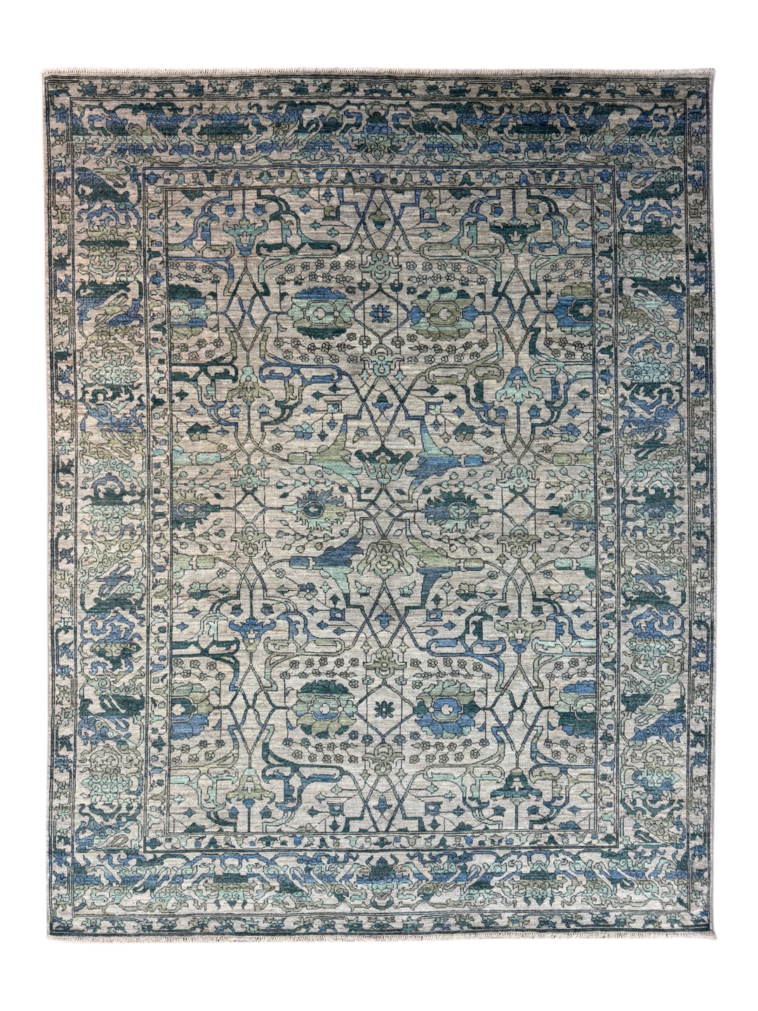 Grey, Teal &amp; Blue Floral Area Rug – 9’4” x 12’2”